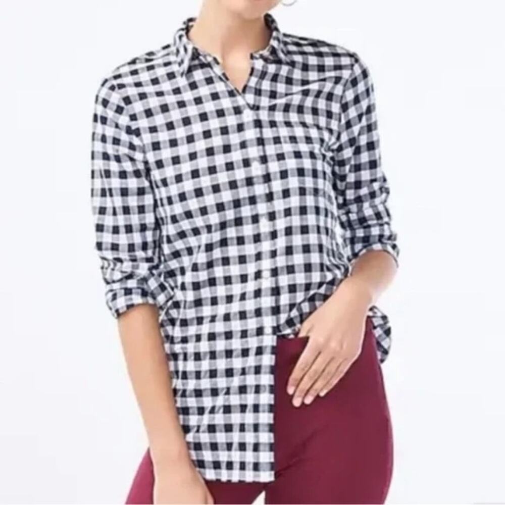 J. Crew Black & White Gingham Button-Down Shirt